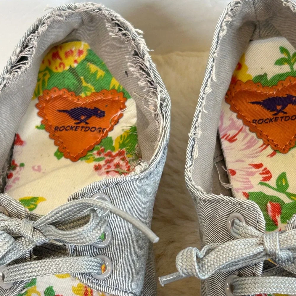 Rocket Dog Gray‎ Canvas Espadrille Lace Up Mary Jane Shoes Women's